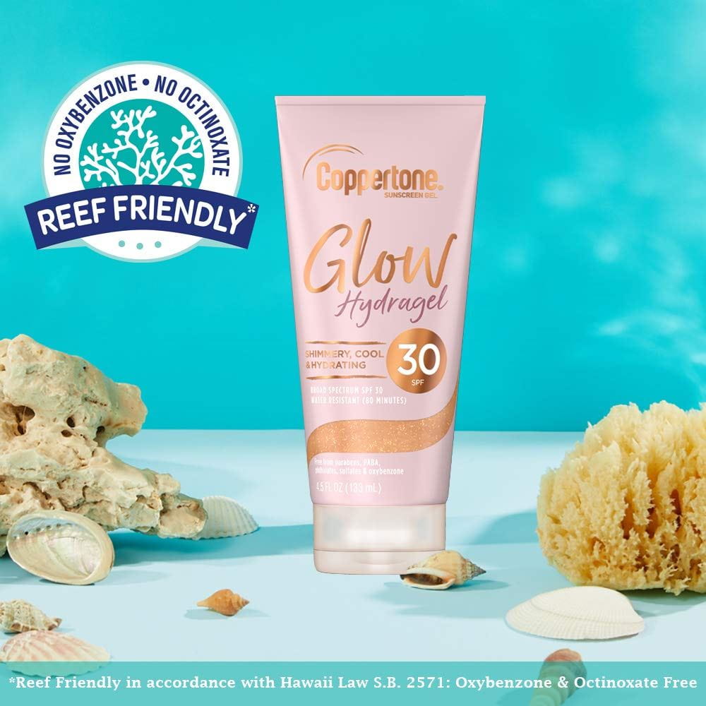 Coppertone Glow Hydragel SPF 30 Sunscreen Lotion with Shimmer Reef Safe