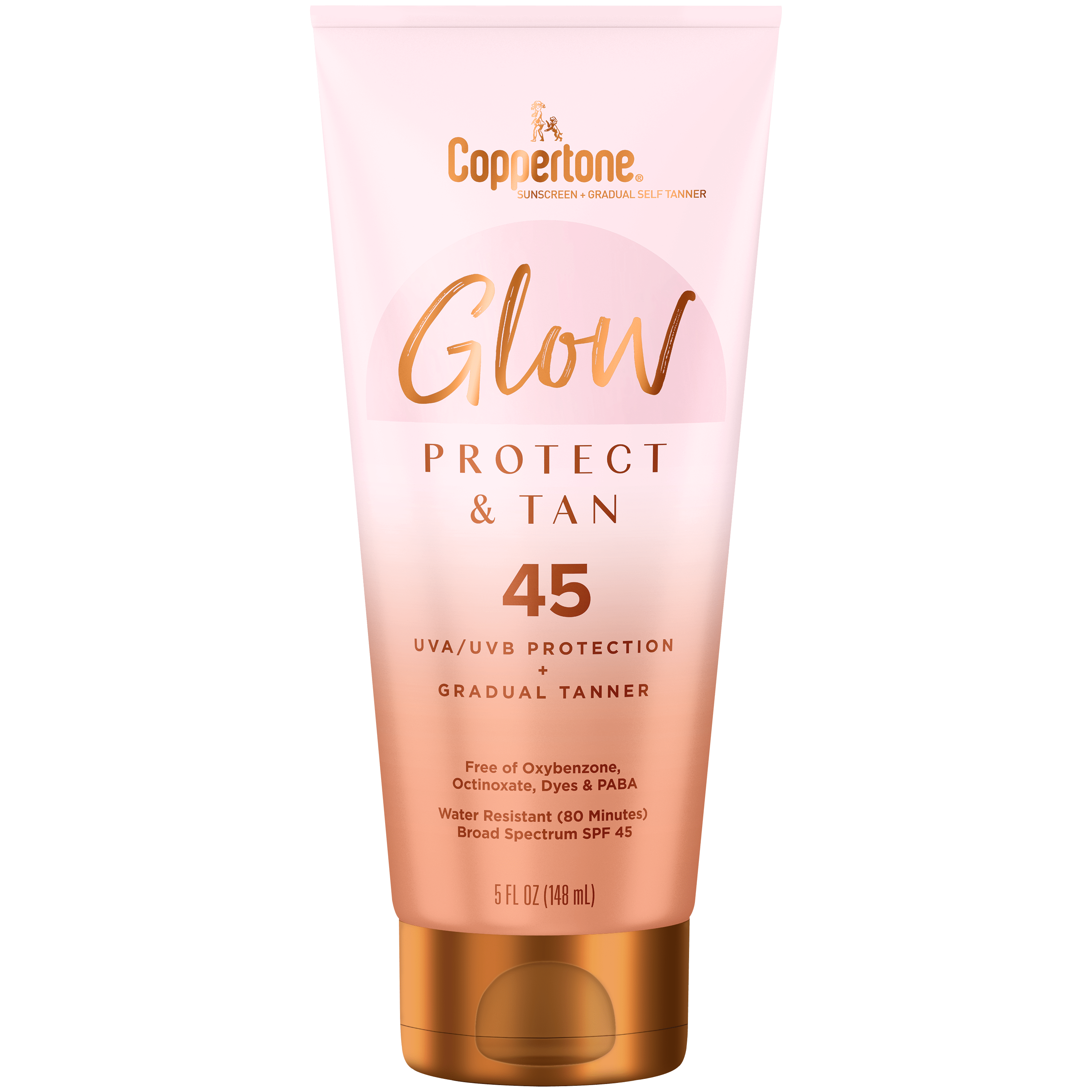 Coppertone Glow Protect and Tan Sunscreen Lotion + Gradual Self Tanner SPF 45