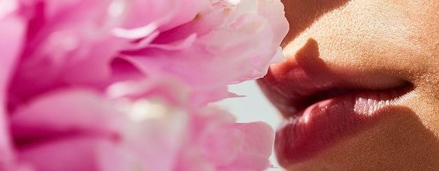 womans lips and flower