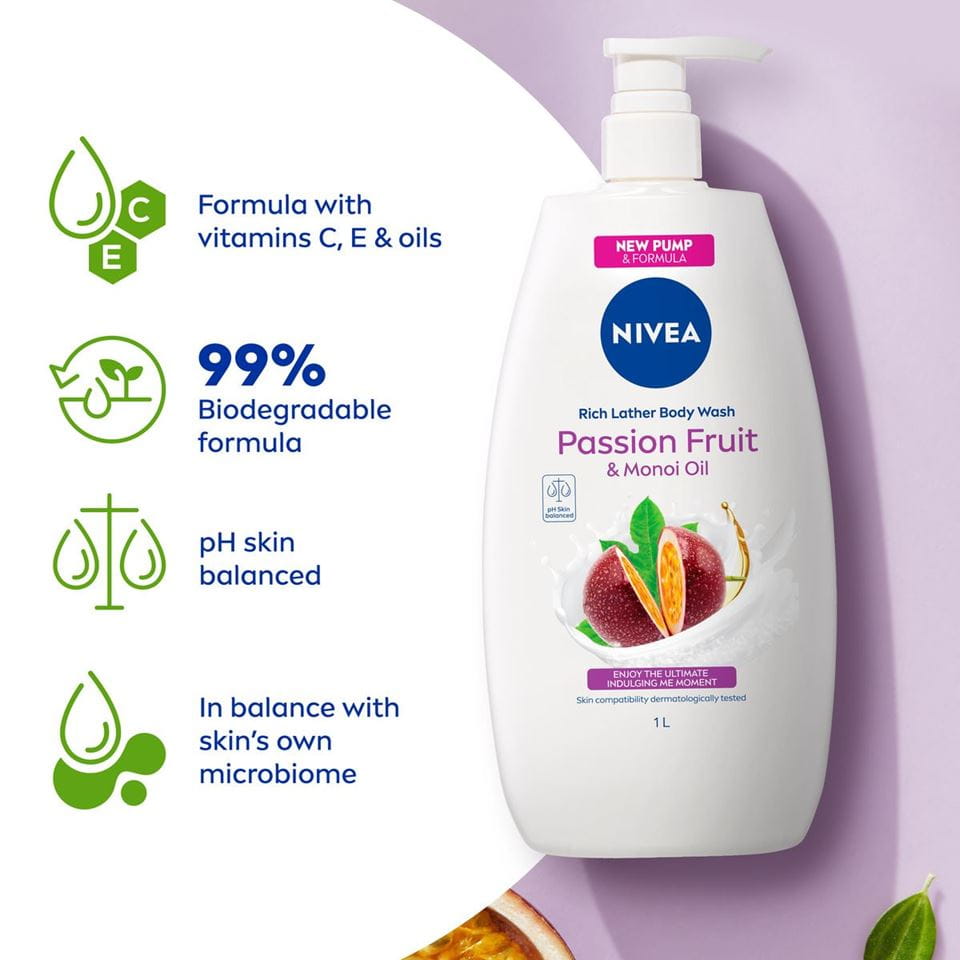 Passion Fruit And Monoi Oil Body Wash 1000ml Nivea