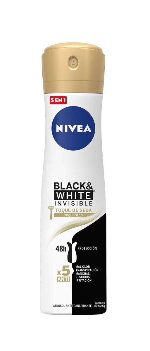 150ml Antitranspirante Invisible Suave y Sedoso Blanco y Negro - NIVEA