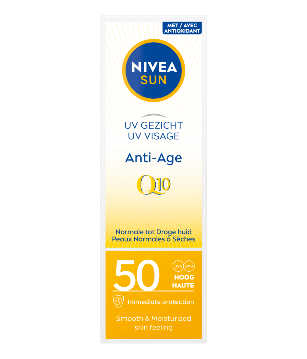 Geniet munt Hoelahoep SUN UV Gezicht Anti-Age Q10 Crème SPF50 50ml | NIVEA