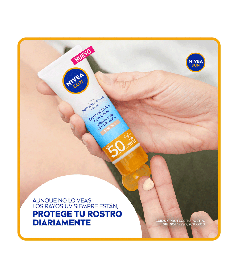 NIVEA Sun Face Control de Brillo Tono Claro 50ml