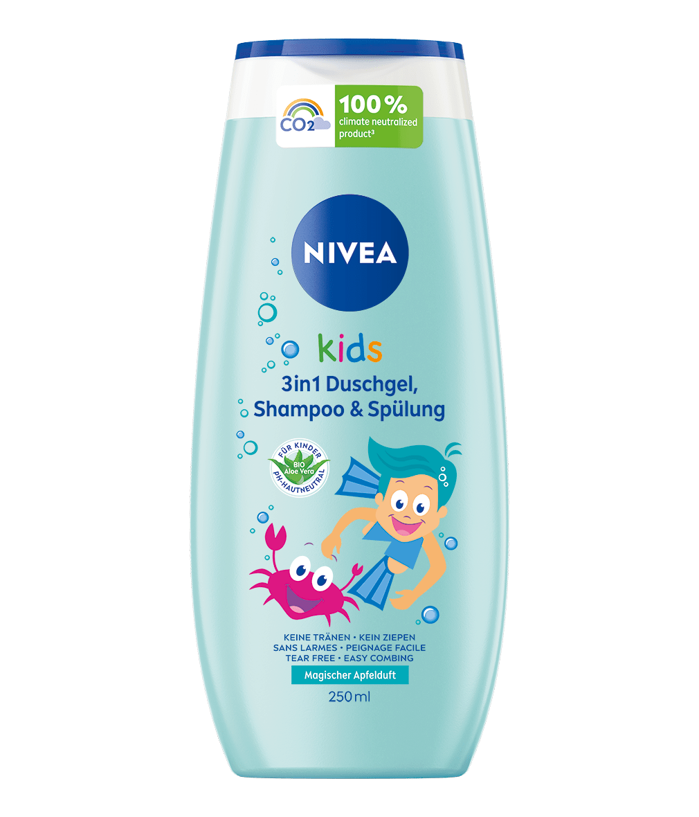 NIVEA kids 3in1 Duschgel Shampoo & Spülung Magischer Apfelduft 250 ml