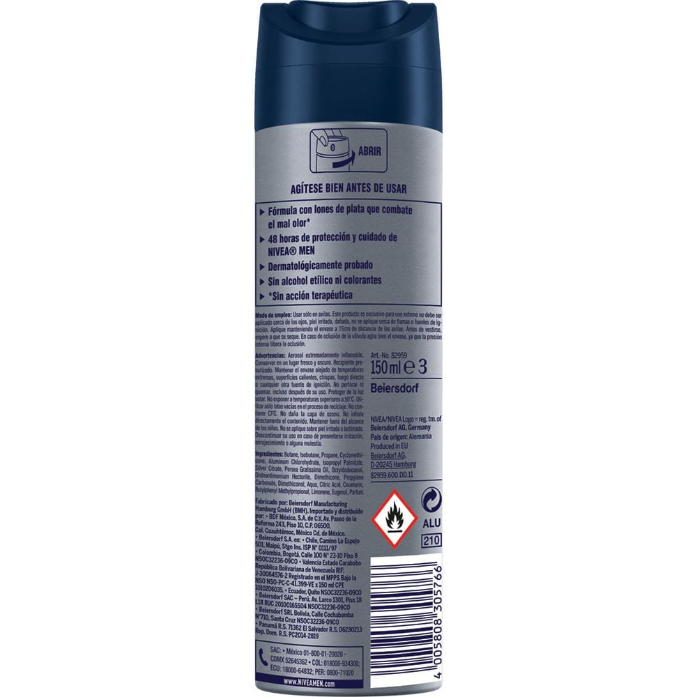 Spray Antitranspirante para–Hombre Silver Protect 150 ml - NIVEA MEN®