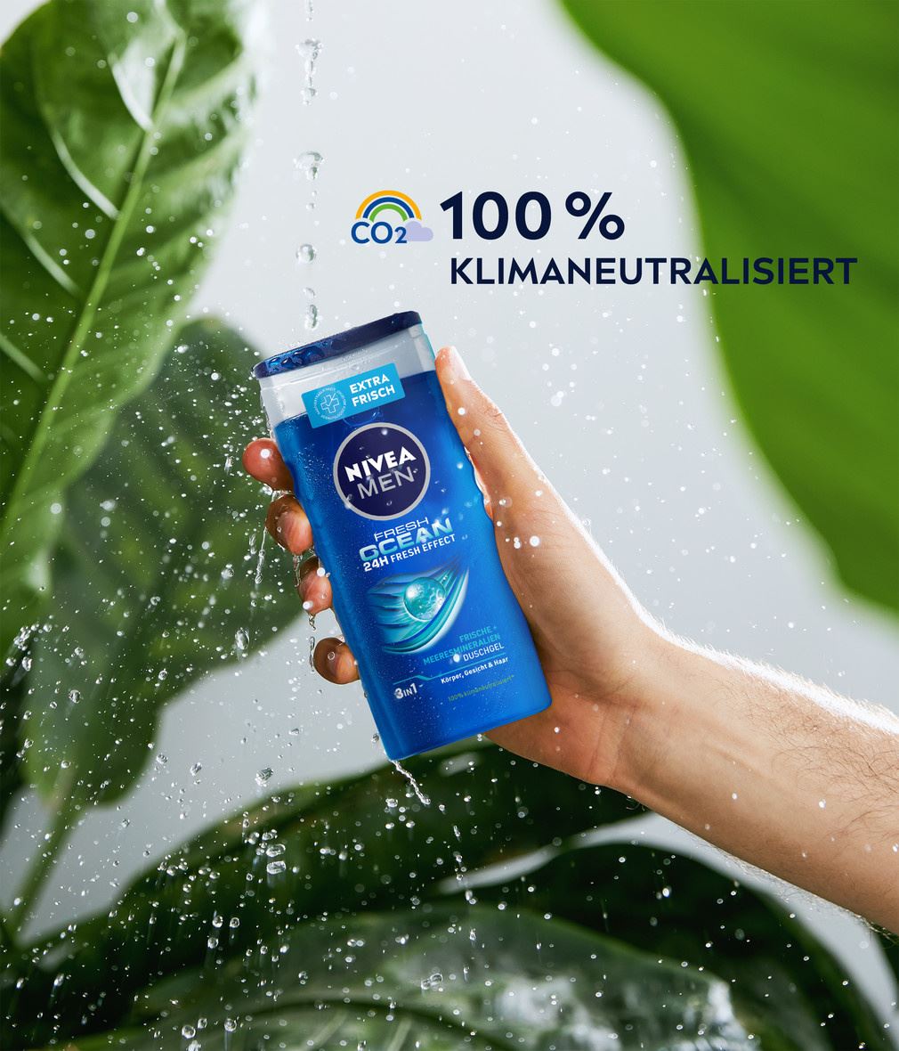 NIVEA MEN Duschgel FRESH OCEAN 24 H FRESH EFFECT Produktabbildung 100% Klimaneutralisiert