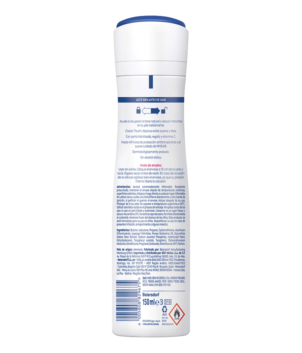 Antitranspirante Tono Natural Classic Touch en Spray 150 ml