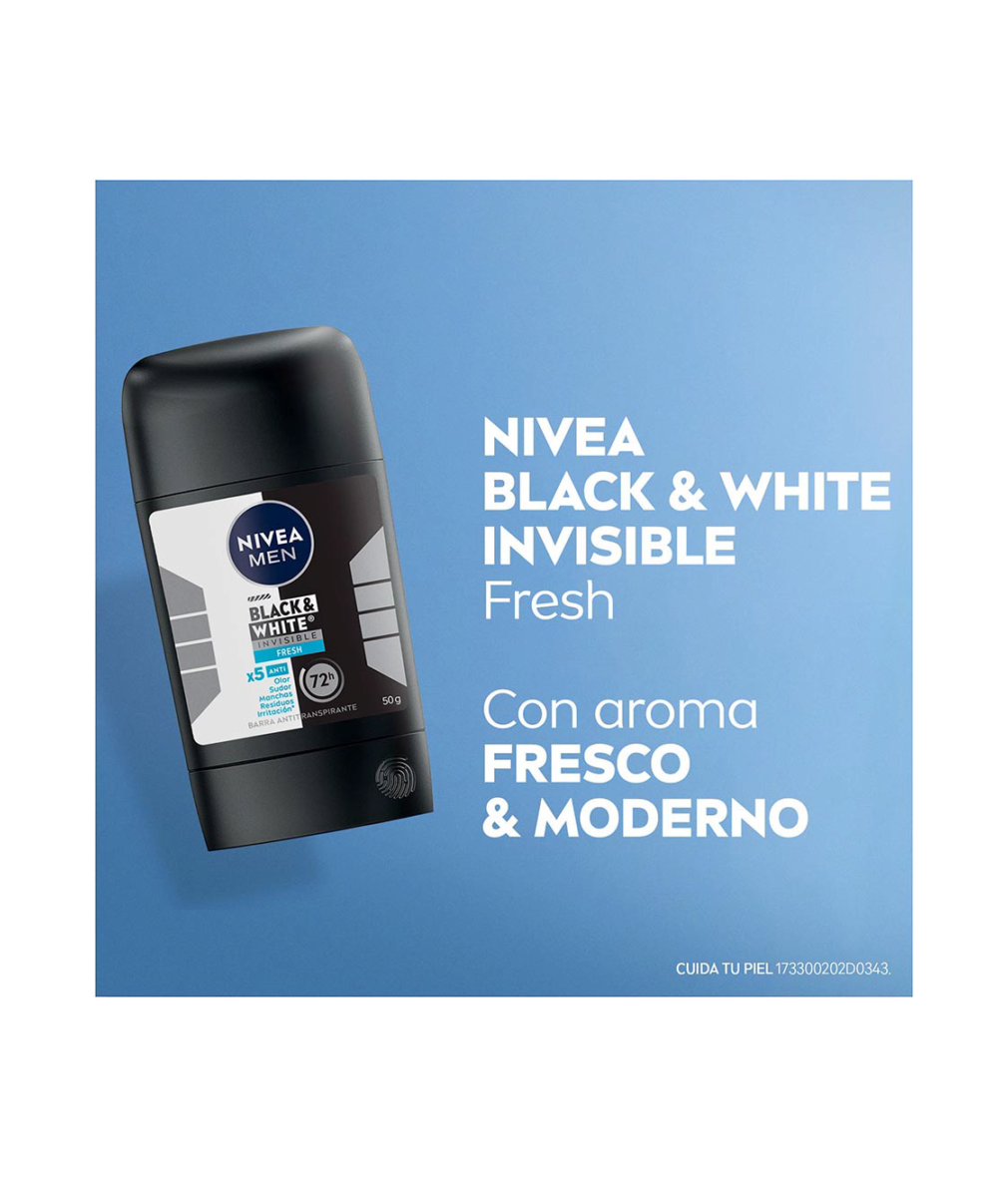 Barra Antitranspirante Antimanchas para Hombre Invisible Fresh 50g