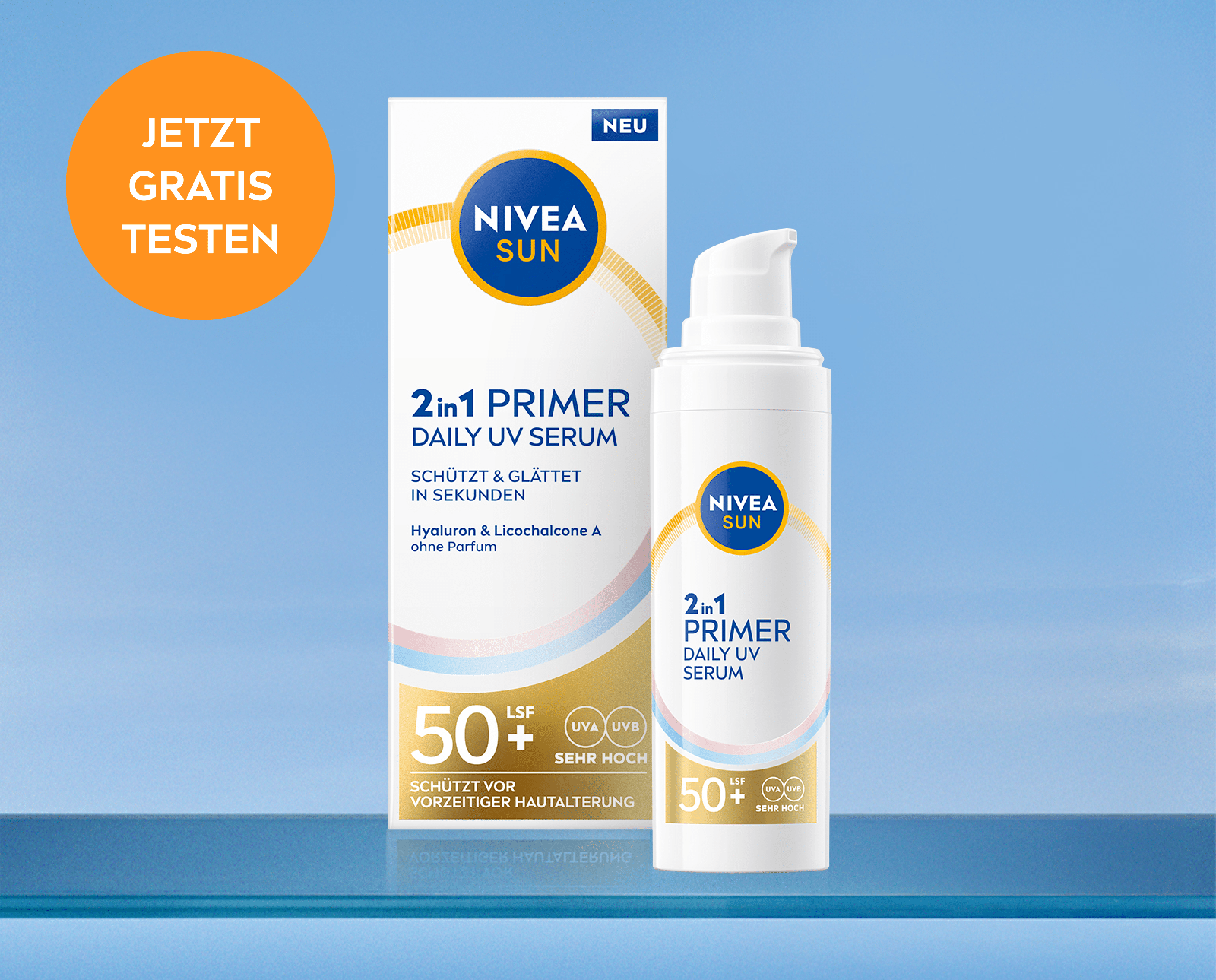 Das neue NIVEA SUN 2in1 Primer Daily UV Serum LSF 50+   - jetzt gratis testen! 