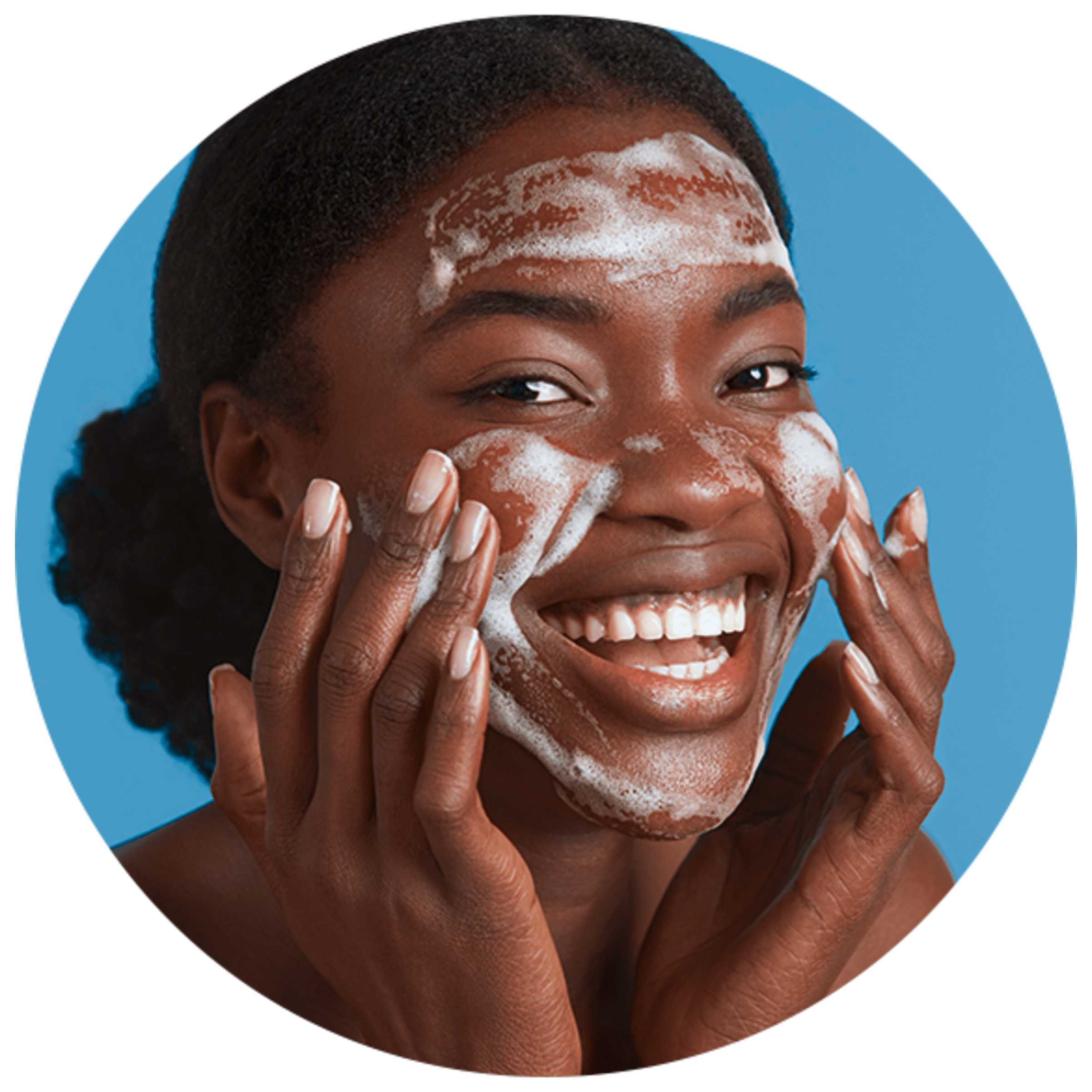 Lady rubbing a NIVEA facial cleansing product on her face