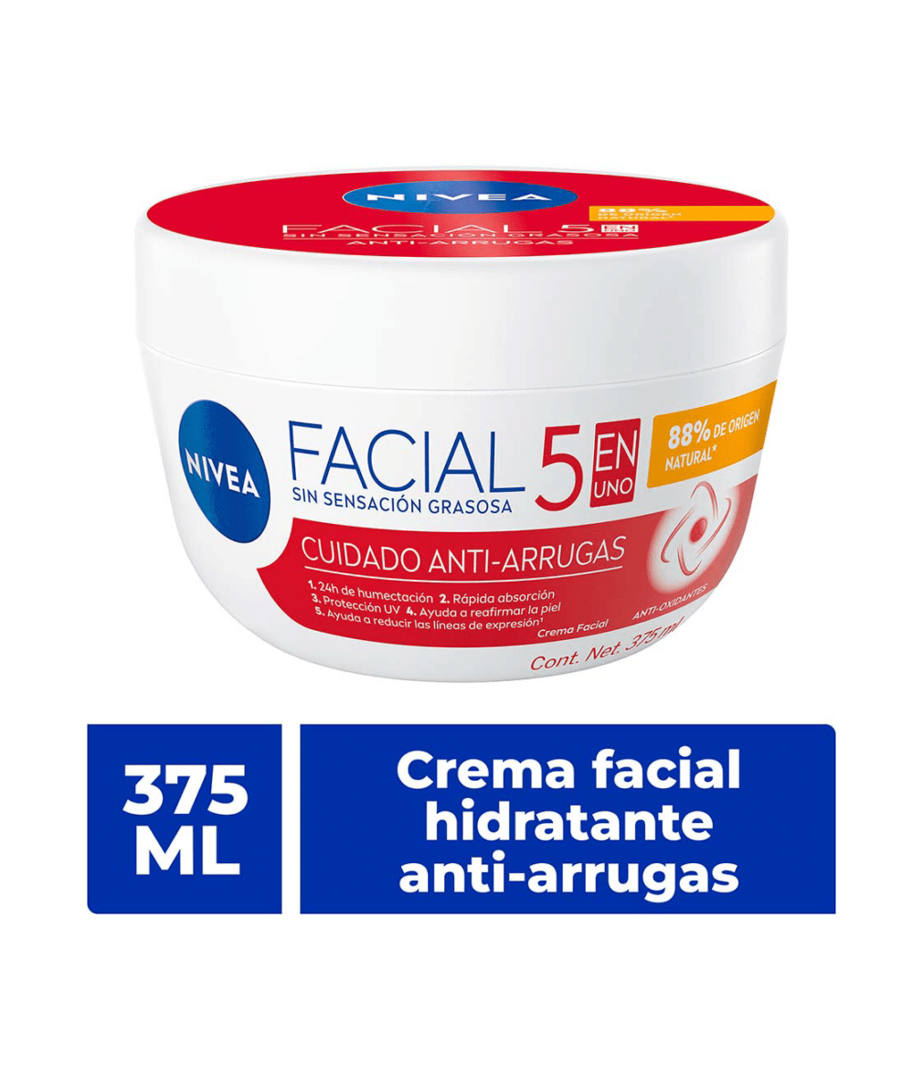 NIVEA Crema Facial 5en1 Cuidado Anti-Arrugas 375ml