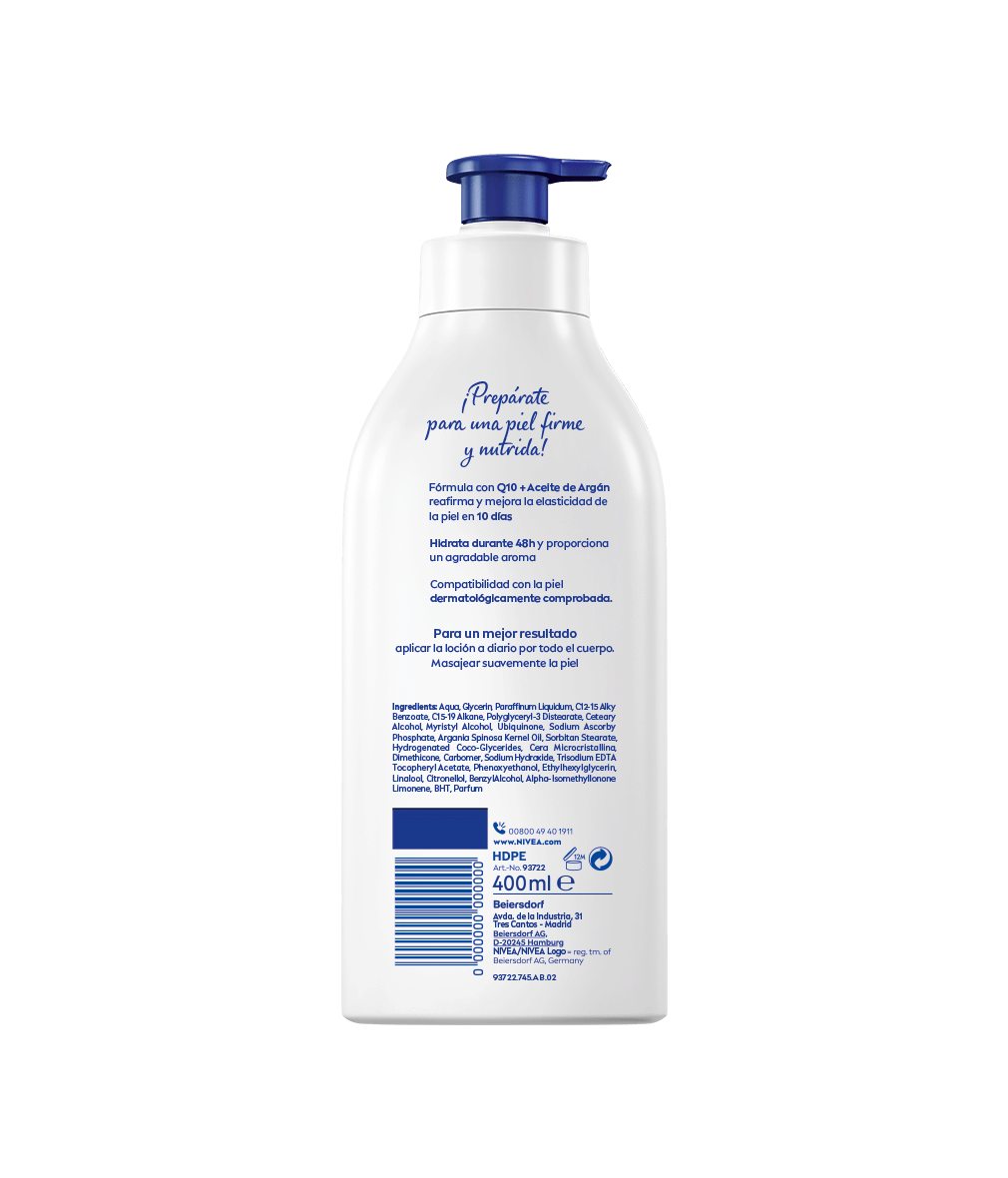 NIVEA Q10 Body Milk Reafirmante con Aceite de Argan