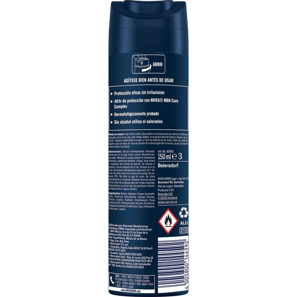 Spray Antitranspirante para–Hombre Protect & Care 150 ml - NIVEA MEN®