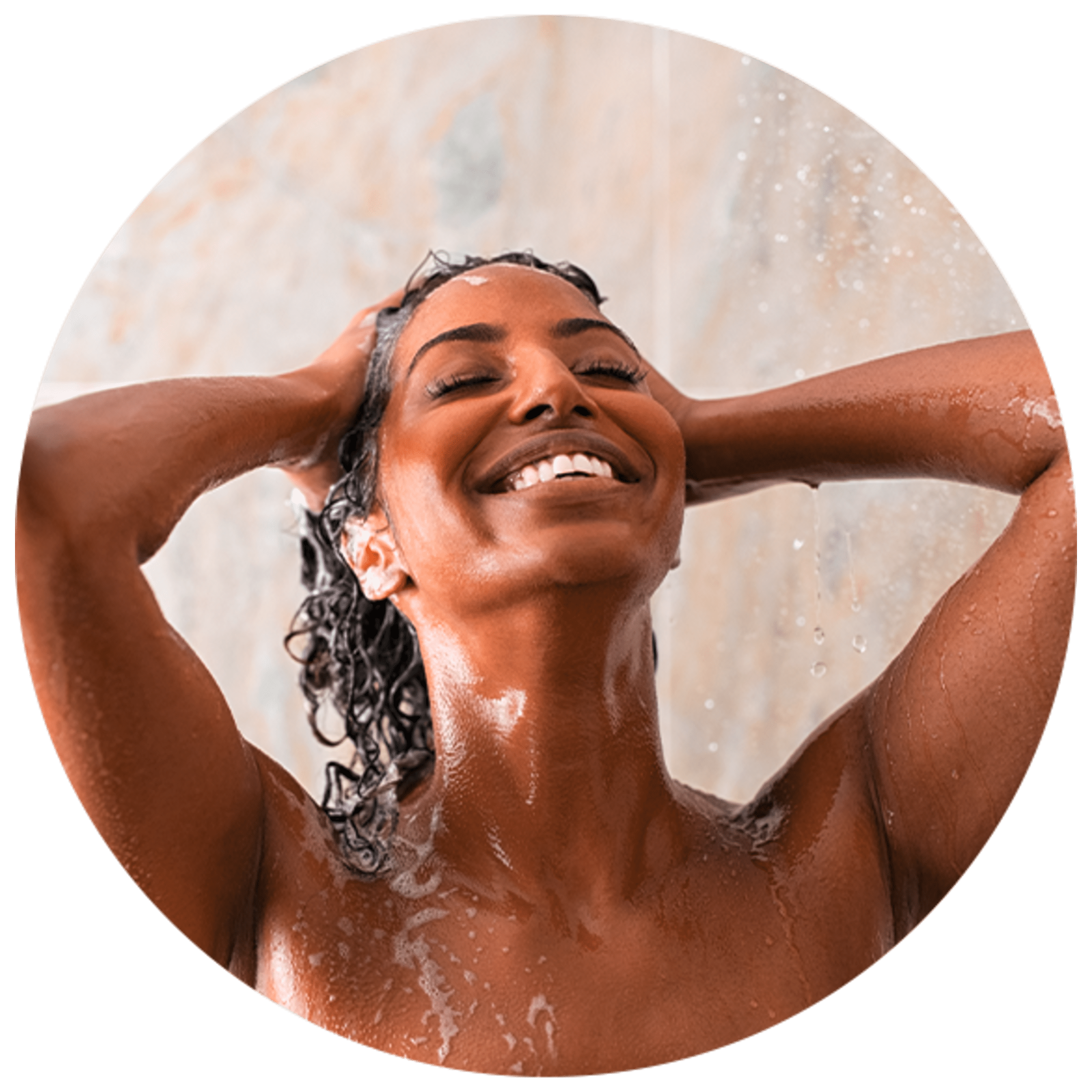 Lady washing her hair in the shower