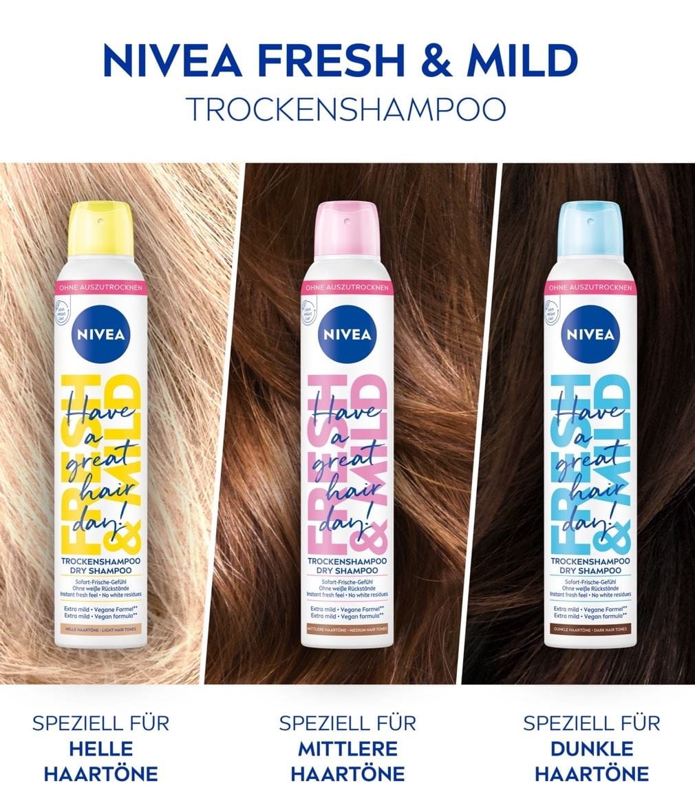NIVEA Fresh & Mild Trockenshampoo dunkel Produktübersicht Haartöne
