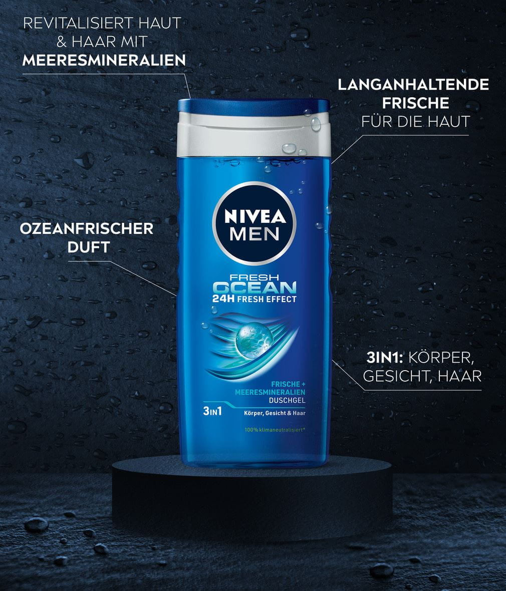 NIVEA MEN Duschgel FRESH OCEAN 24 H FRESH EFFECT Benefits