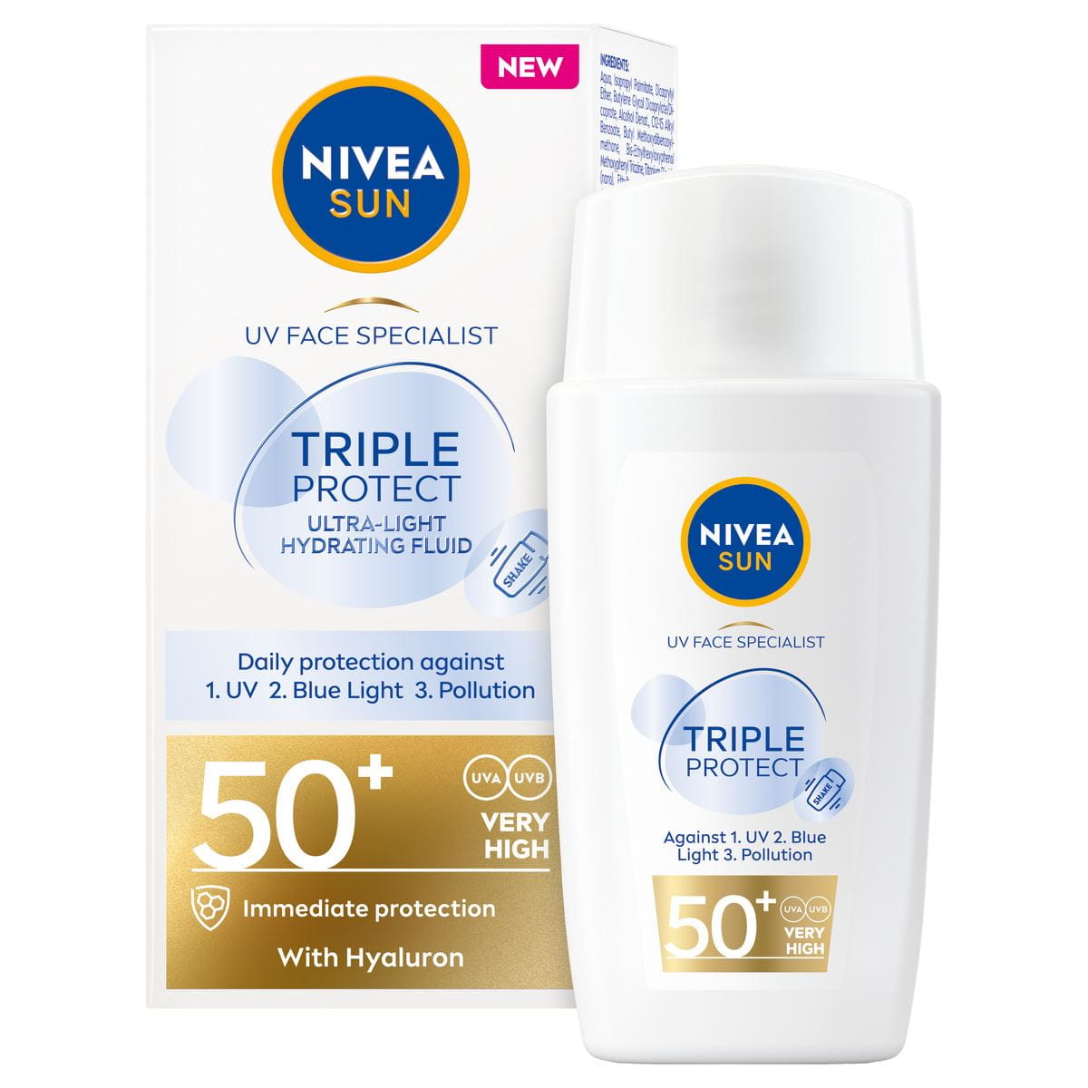 dramatisk Legitimationsoplysninger plyndringer UV Face Triple Protect Fluid SPF 50+ | Ansigtssolcreme - NIVEA