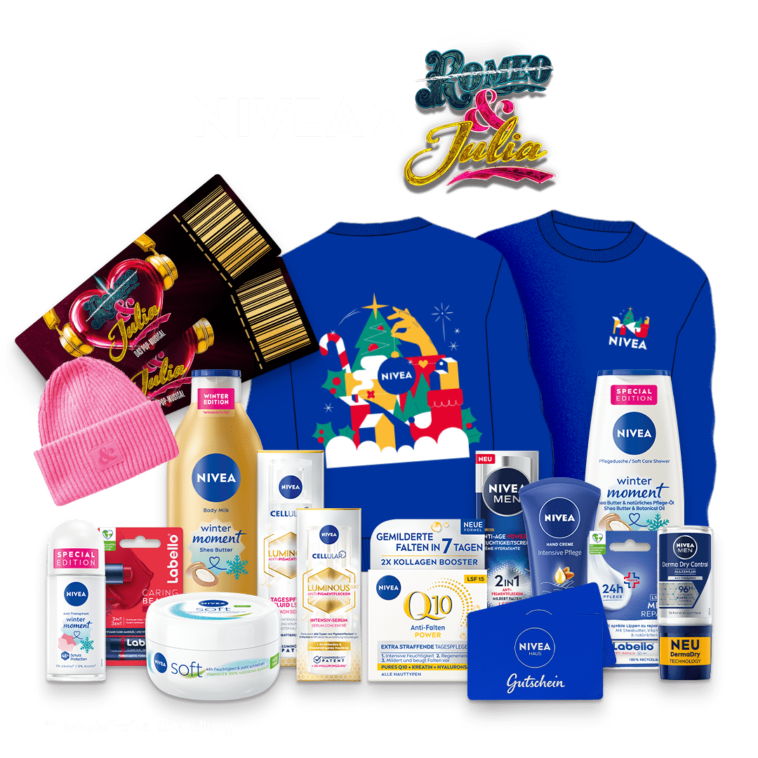 Erlebnispaket gewinnen: 2 & JULIA Tickets, 2 NIVEA Haus Gutscheine, NIVEA-Produkte sowie NIVEA- und &Julia-Merch 