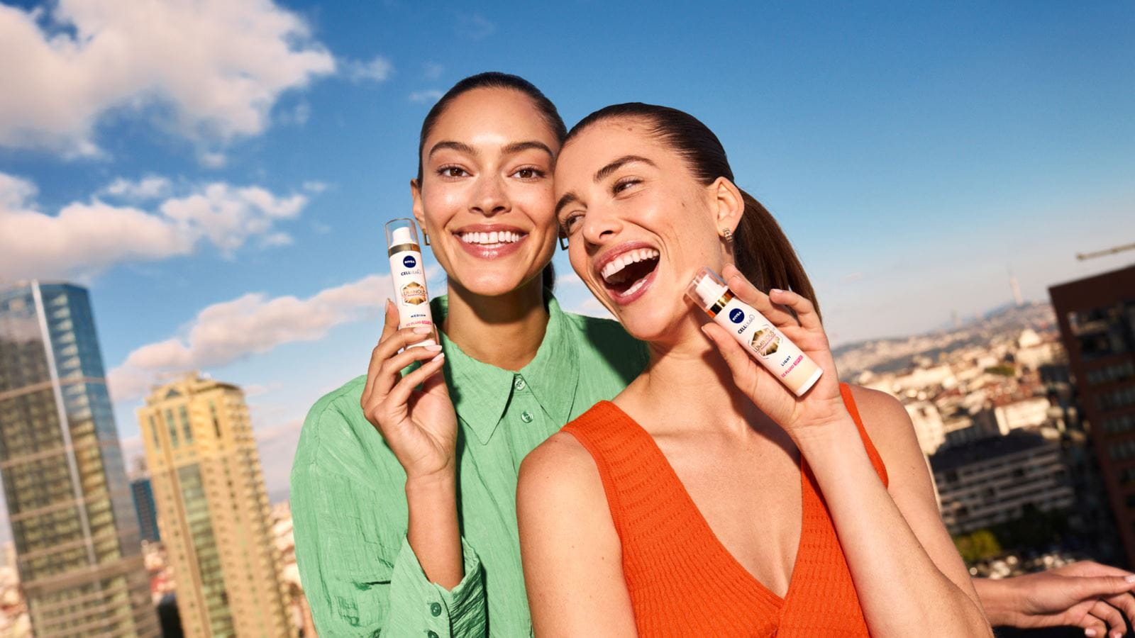 Talents posing with NIVEA's new LUMINOUS630® 3-in-1 CC Fluid for dark spots