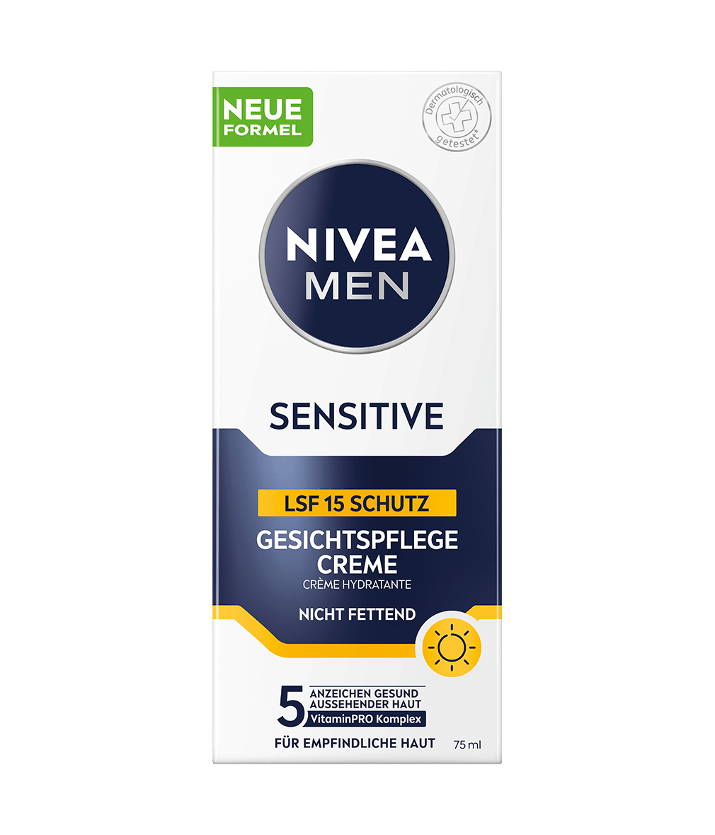 NIVEA MEN Sensitive Gesichtspflege Creme LSF15_75ml_Tube