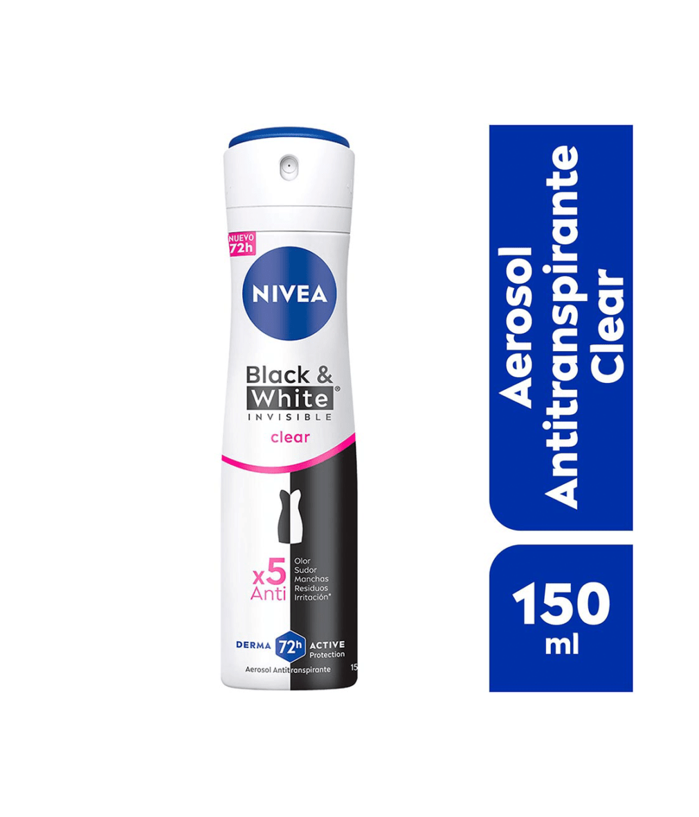 Aerosol Antitranspirante Antimanchas para MujereS Nivea B&W Clear 150ml