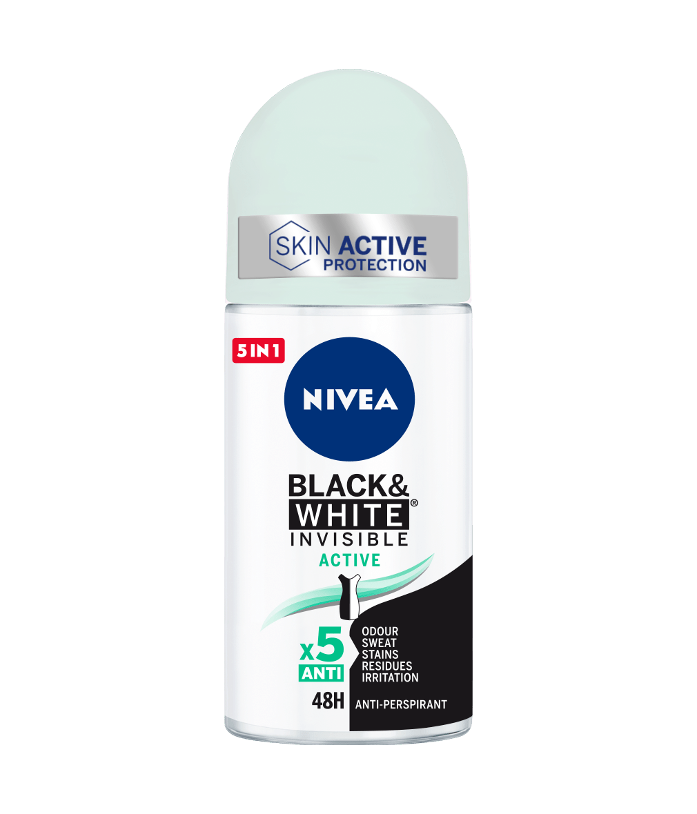 Black & White Invisible Active Roll-On Desodorante Antitranspirante | NIVEA