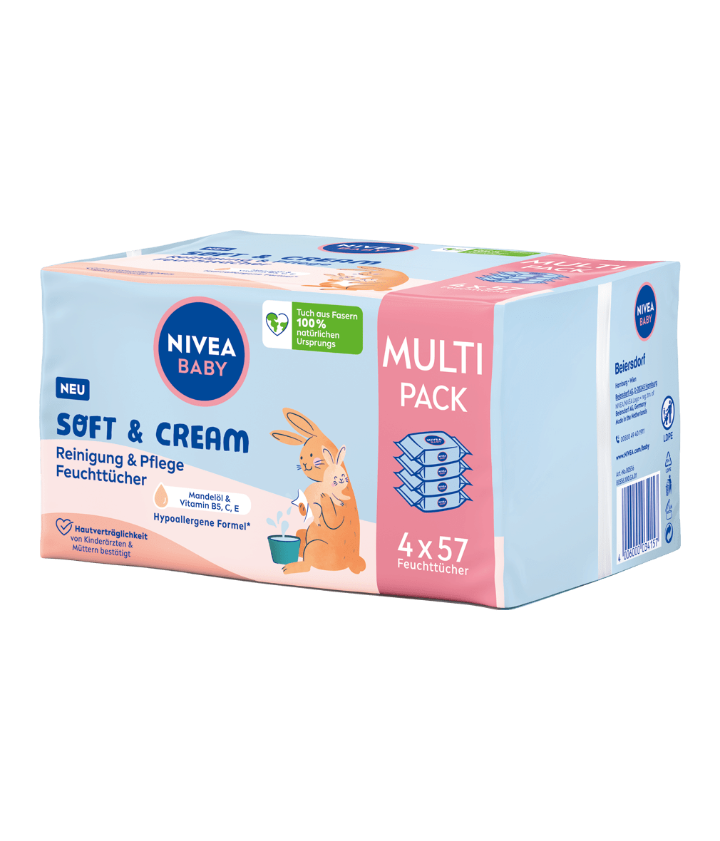 NIVEA Baby Soft & Cream Reinigung & Pflege Feuchttücher_4x57pcs.
