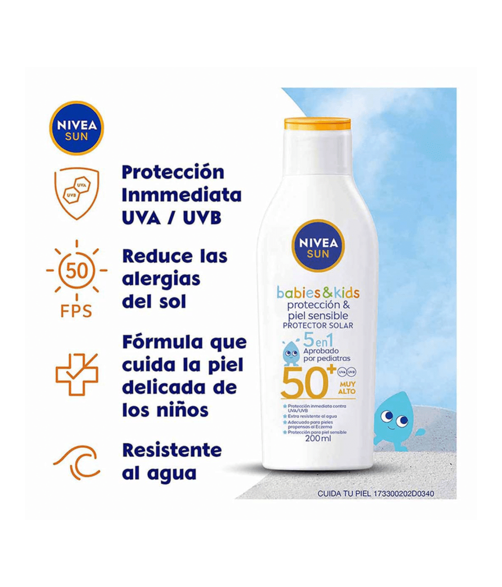 PROTECTOR SOLAR NIVEA® SUN PROTECT SENSITIVE KIDS LOTION FPS50 200 ML