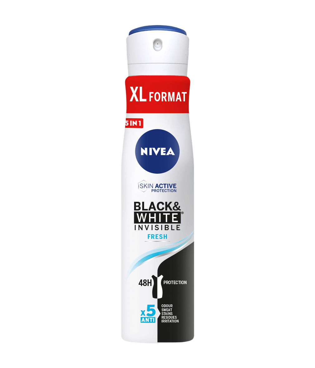 Black & White Invisible Fresh Spray Desodorante Antitranspirante 250 ml  Formato XL | NIVEA
