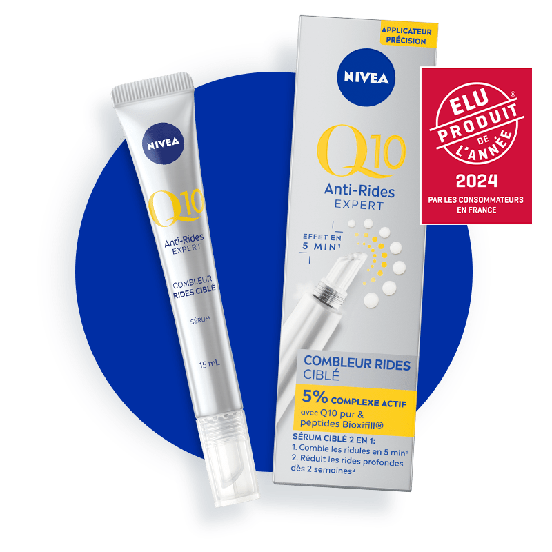 The picture is displaying the packaging of the Nivea Q10 product.