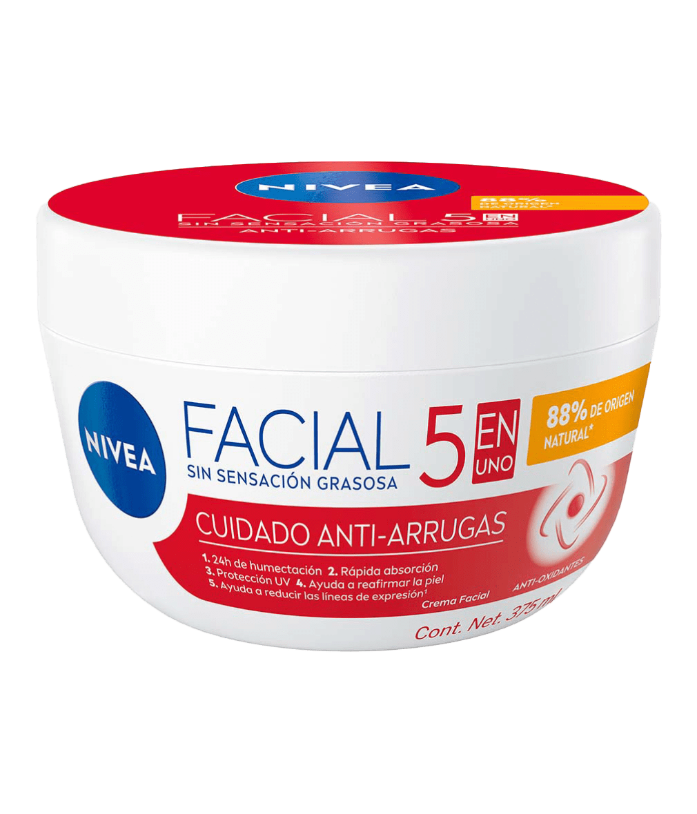 NIVEA Crema Facial 5en1 Cuidado Anti-Arrugas 375ml