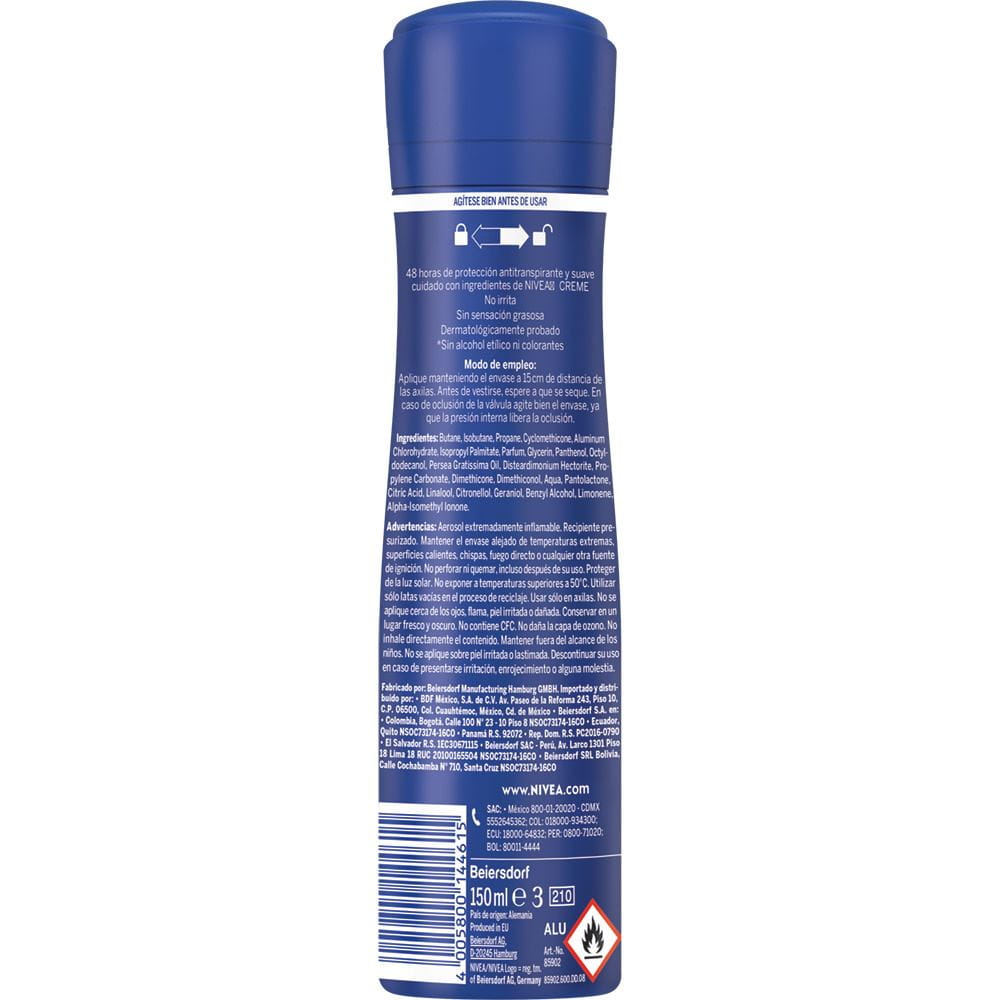 Aerosol Antitranspirante para Mujer Nivea Protect & Care 150ml