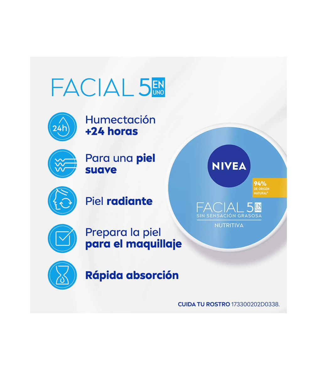 NIVEA Crema Facial 5en1 Cuidado Nutritivo 200ml