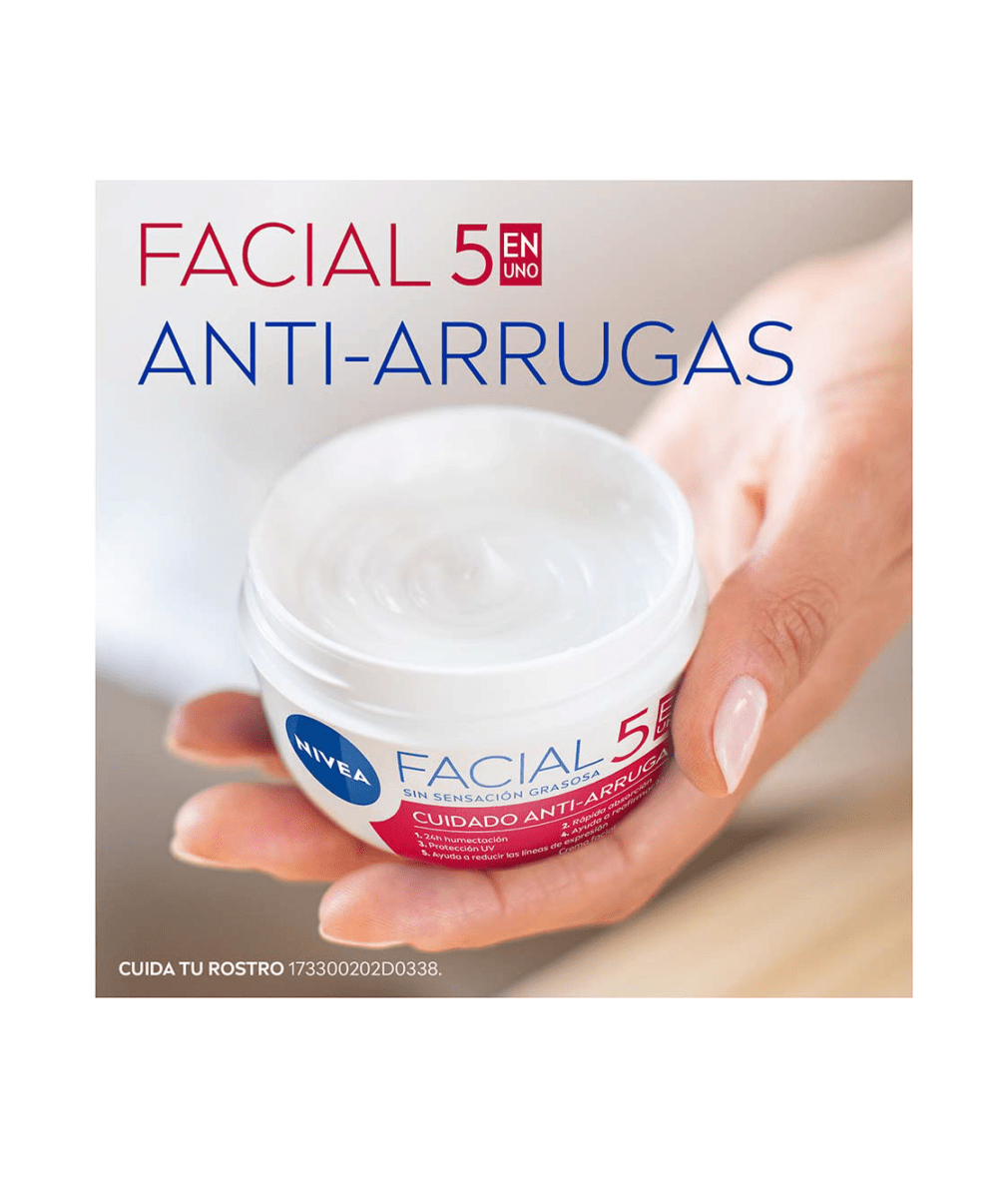 NIVEA Crema Facial 5en1 Cuidado Anti-Arrugas 375ml