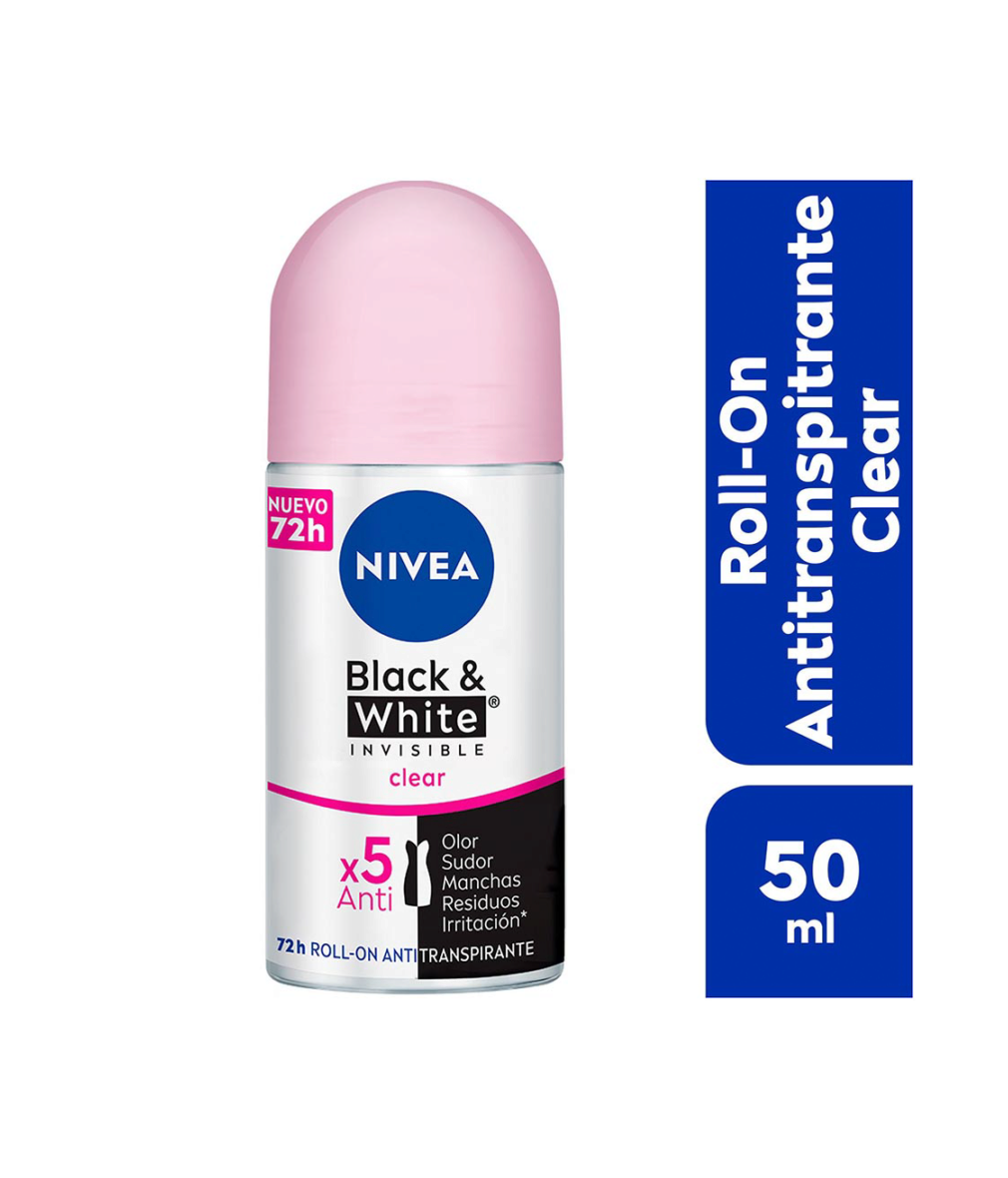 Roll-On Antitranspirante Antimanchas para Mujeres Nivea B&W Clear 250ml