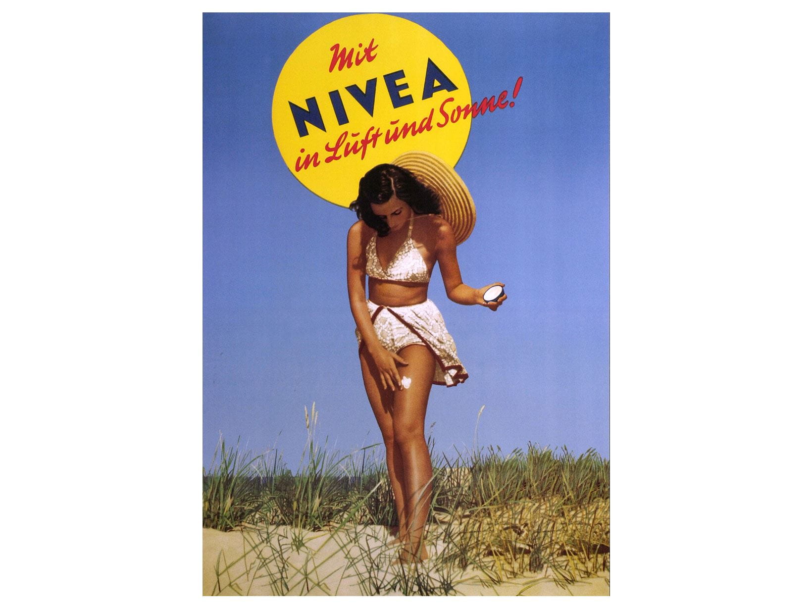 NIVEA Werbeplakat von 1950: Mit NIVEA in Luft und Sonne!