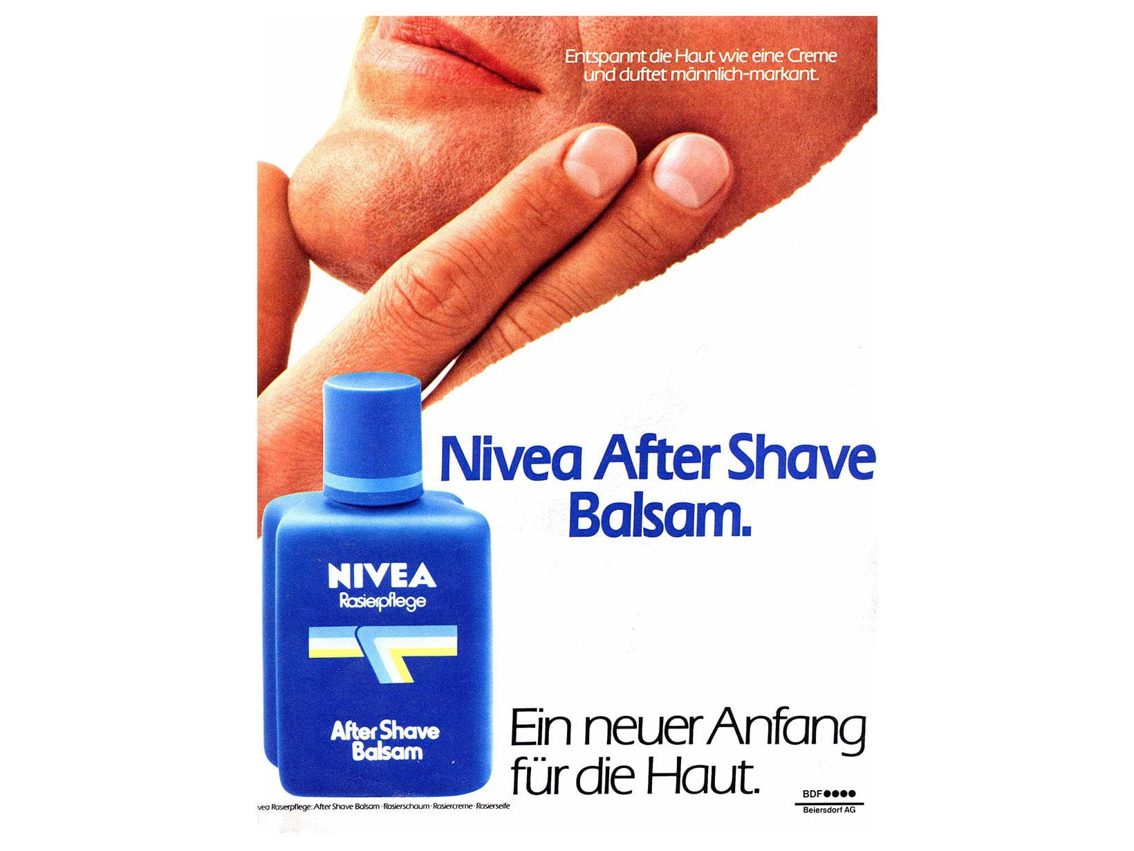NIVEA Werbeanzeige After Shave Balsam von 1980: Ein neuer Anfang für die Haut.