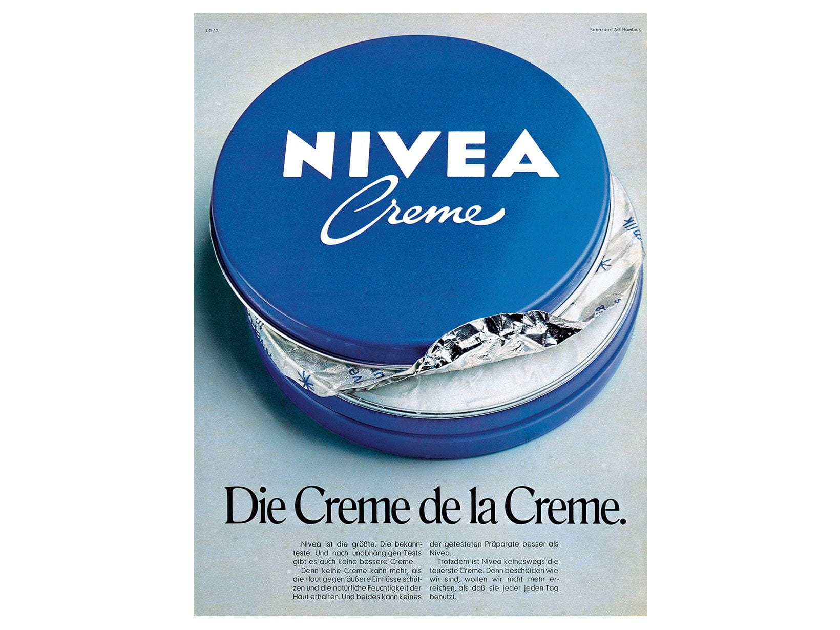 NIVEA Werbeanzeige von 1971: Die Creme de la Creme.