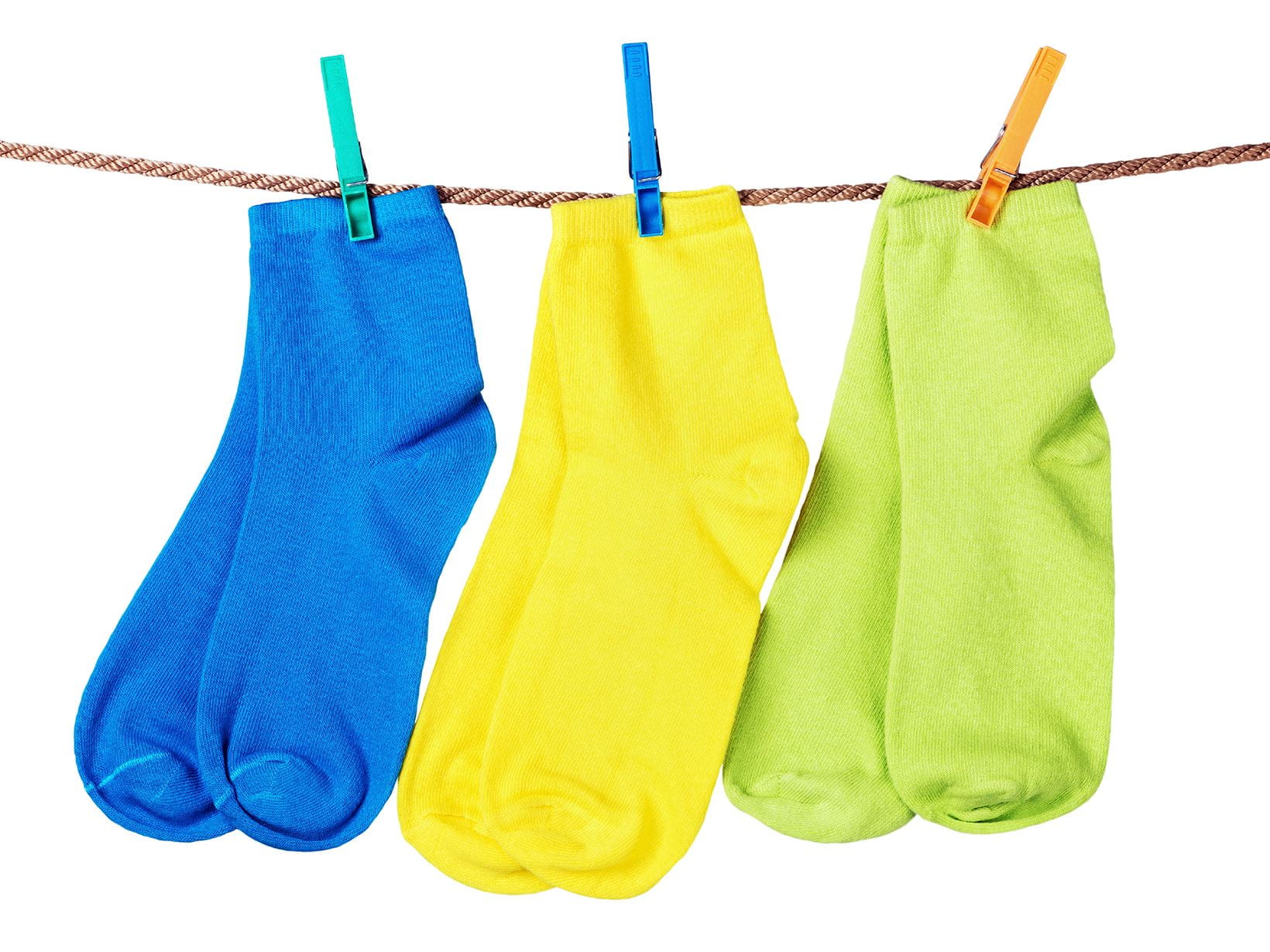 socks hanging on a washing line