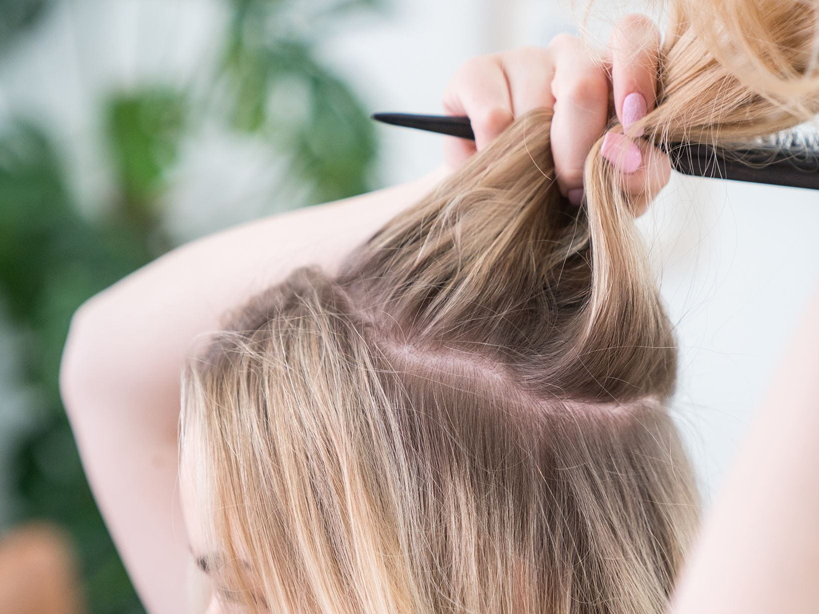 High top ponytail step 1: separating hair