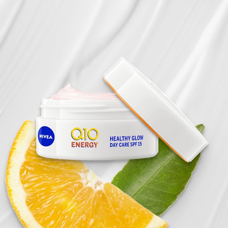The presented packaging contains Nivea's advanced coenzyme Q10 solution.