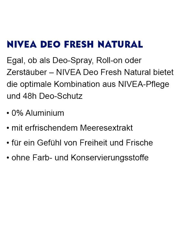 NIVEA Deo Fresh Natural Beschreibungstext