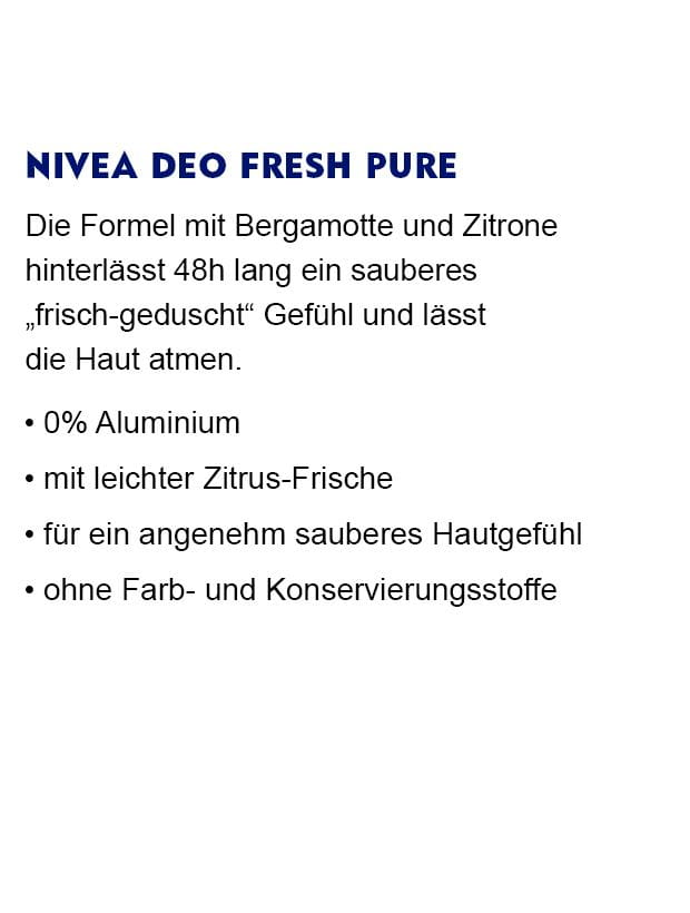 NIVEA Deo Fresh Pure Beschreibungstext