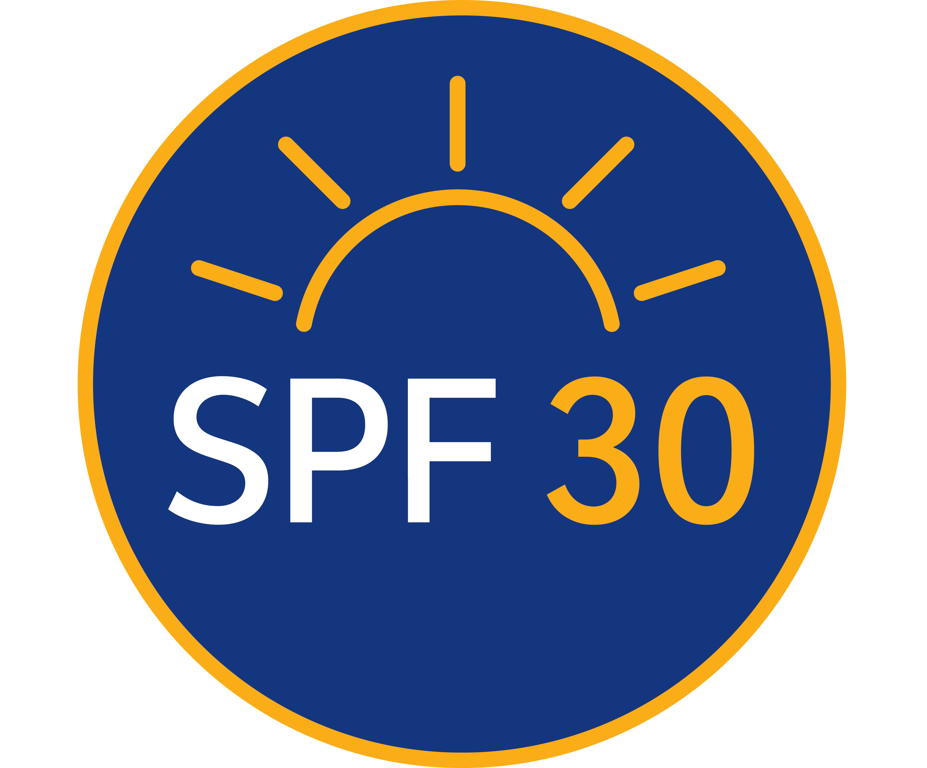 SPF 30 indicator in blue background
