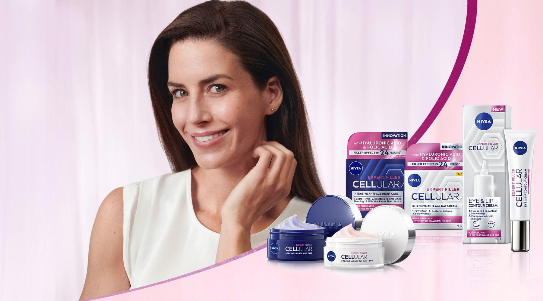 Women is applying Nivea anti wrinkle cream