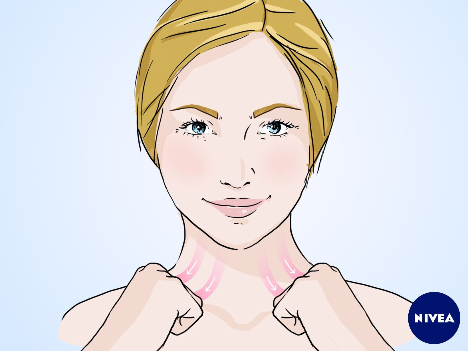 Explications de NIVEA pour le massage du visage: massage pour relaxer le cou et la nuque