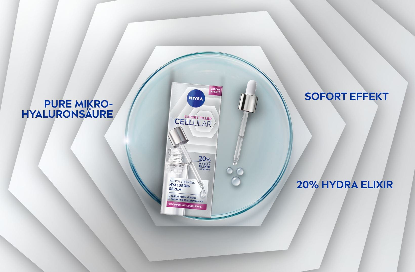 Hyaluronic acid serum packaging from Nivea