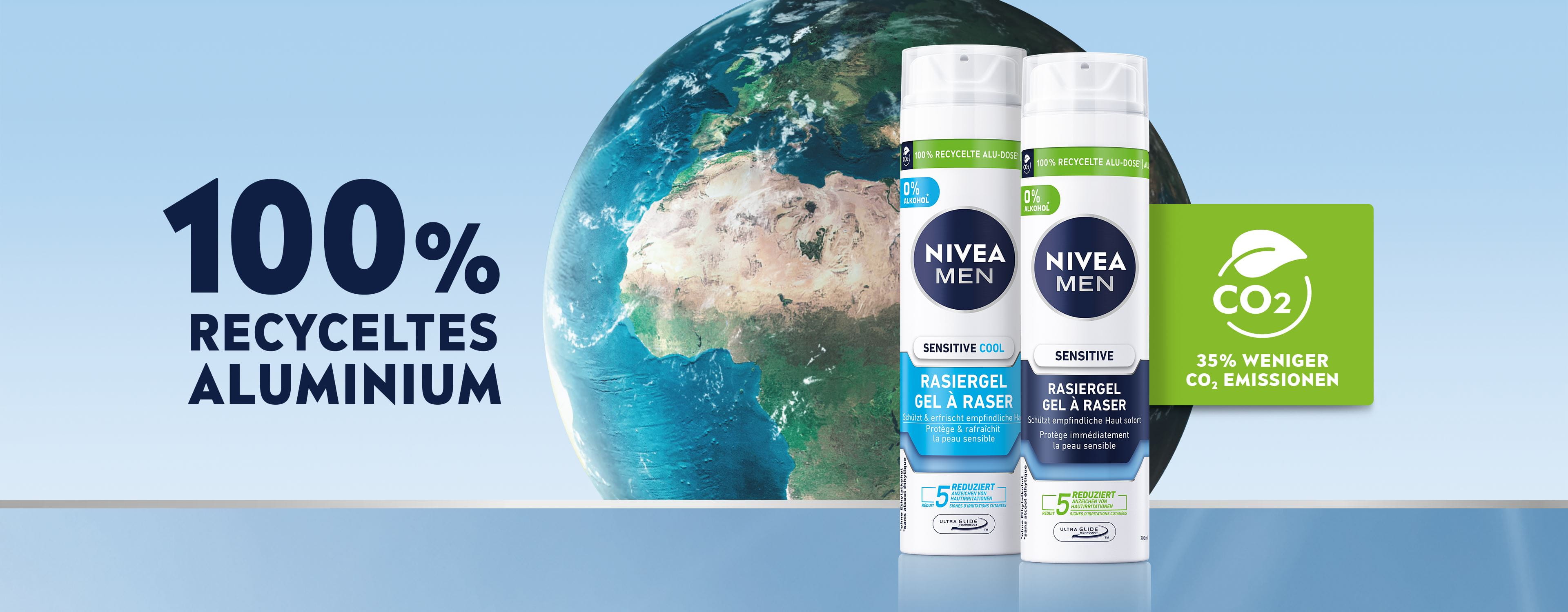 NIVEA MEN nachhaltiges Rasiergel aus 100 % recyceltem Aluminium