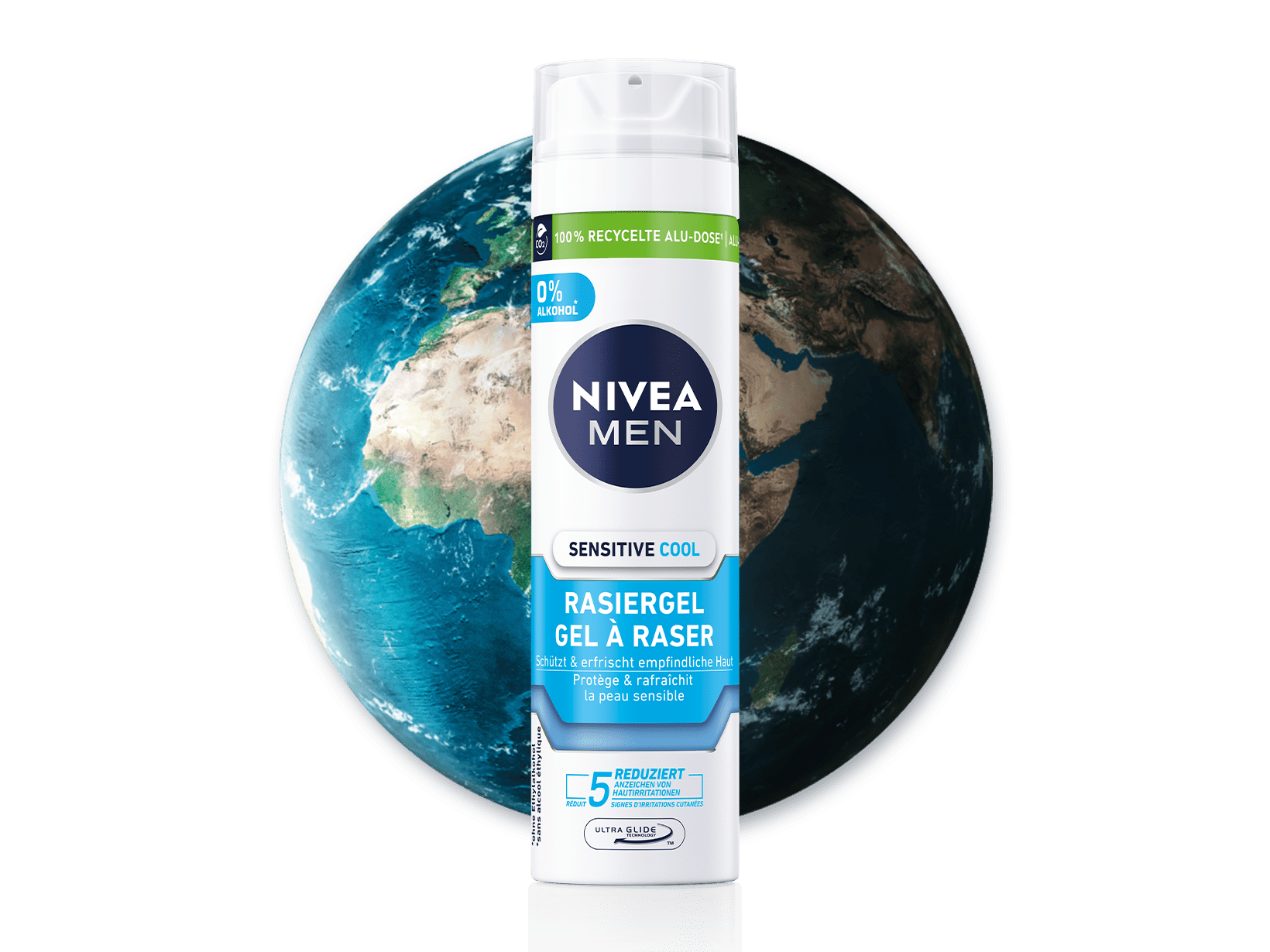 NIVEA MEN nachhaltiges Rasiergel aus 100 % recyceltem Aluminium Sensitive Cool