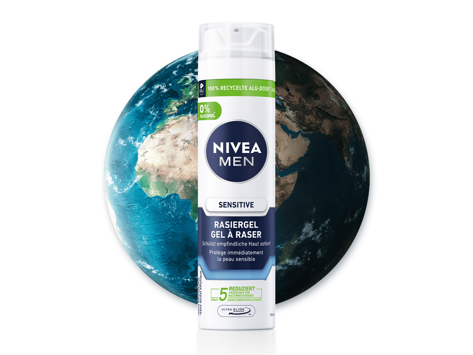 NIVEA MEN nachhaltiges Rasiergel aus 100 % recyceltem Aluminium Sensitive